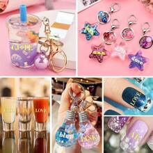 12个迷你字母数字树脂贴纸 - 自粘式，闪光金银，4.5毫米/3毫米 - 非常适合DIY环氧树脂浇铸、剪贴簿和装饰 - 彩色 - 查看 5