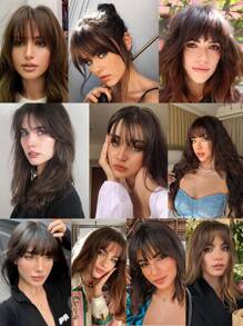 1 件合成空气刘海假发耐热假发女士女孩自然短假刘海黑发棕色刘海发夹接发空气刘海接发窗帘刘海金色厚刘海女士夹式刘海法式刘海弧形刘海日常佩戴狂欢节新年可用 - 黑色 - 查看 9