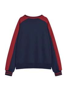 Korean Chic New Autumn Vintage Loose Fit Letter Print V-Neck Long Sleeve Sweatshirt, Casual Pullover For Women,