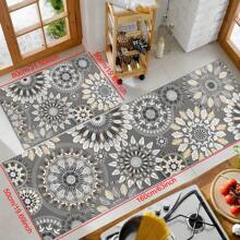 1pc Mandala Pattern Printed Silicone Kitchen Mat - Can Be Used As Bathroom Mat, Doormat, Dish Drying Mat - Absorbent, Anti-Slip, Anti-Fouling, Suitable For Farmhouse, Entrance, Indoor, Room Decor, Kitchen, Dining Room, Small Office/Home Office, Sink, Laundry Room