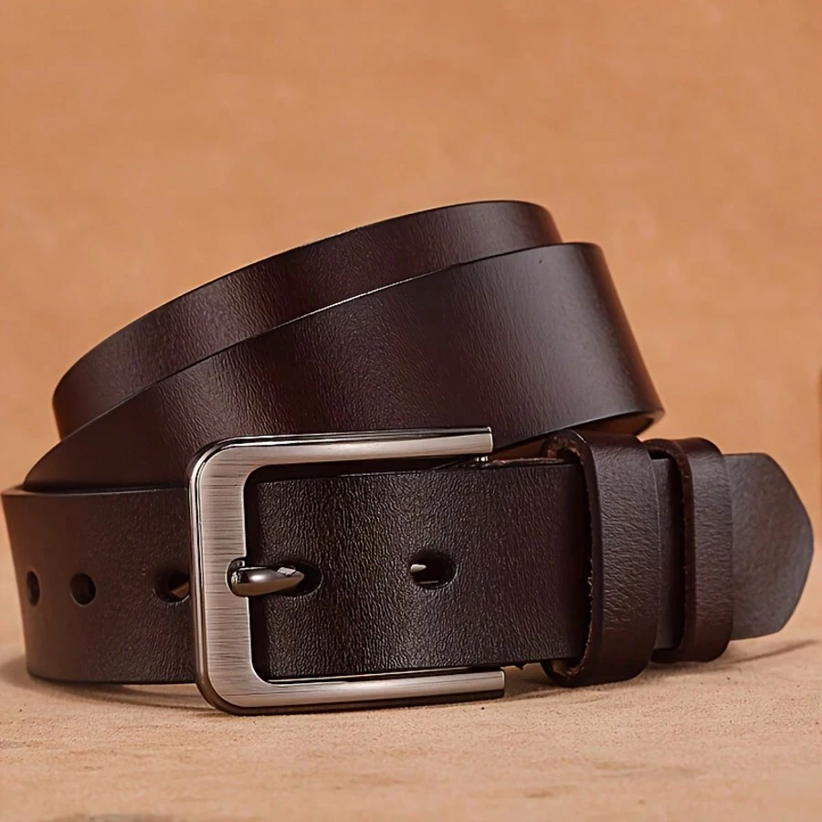 High-Quality Men's Genuine Leather Belt - Versatile, Suitable For Work Or Business - Fashionable Everyday Accessory Summer, School Fall, Autumn, Halloween Autumn-Winter Accessories,Suitable For Teens, Youth,Men,Casual, Outdoor, Athletic, Vacation, Graduation Gifts, Birthday, Daily Wear - Multicolor - View 1