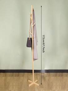 1 Stück stabiler Holz-Standgarderobe mit 8 Haken, geeignet zum Aufhängen von Jacken, Hüten, Schals und Handtaschen im Eingangsbereich, Flur, Schlafzimmer, Büro, minimalistischer Stil für Frühling und Sommer - Braun - Übersicht 5