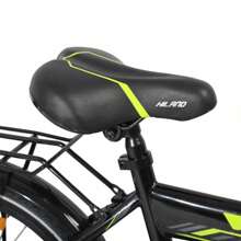 HILAND Rocket 16" 18" Vélo pour Enfants pour Garçons et Filles de 4 à 9 Ans, Vélo pour Enfants avec Cadre en Acier Carbone, Frein à Etrier, Frein à Rétropédalage arrière, Roues d'Entraînement Blanches et Porte-Bagages, 18 Pouces Avec Lumières (Noir/Blanc)