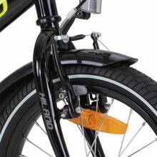 HILAND Rocket 16" 18" Vélo pour Enfants pour Garçons et Filles de 4 à 9 Ans, Vélo pour Enfants avec Cadre en Acier Carbone, Frein à Etrier, Frein à Rétropédalage arrière, Roues d'Entraînement Blanches et Porte-Bagages, 18 Pouces Avec Lumières (Noir/Blanc)