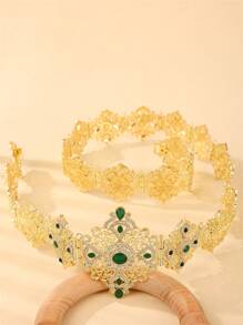 1pc Dignified & Elegant Hollow Out Rhinestone Decorated Metal Waist Belt, Vintage Palace Style, Suitable For Brides, Wedding, Party, Festival Occasions - Waist Chain - View 4