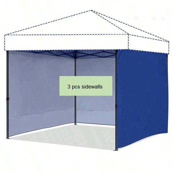 3-teilige windgeschützte Seitenwände für Sonnenschirm, ohne Oberdach, mit Reißverschluss-Seitenelementen, Seitenwände für 10x10 Pop-up-Sonnenschirm, wasserdicht, Blau (nur 3 Seitenwände, Sonnenschirm nicht enthalten)