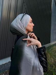 1条女士波西米亚风佩斯利花纹针织羊绒围巾，适合日常和假日穿着 - 黑灰色 - 查看 4