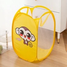 1pc Foldable Baby Room Storage Basket, Blue Toy Storage Basket, Suitable For Storing Newborn Clothes And Toys; Large Capacity Laundry Basket, Adopts Foldable Mesh Pop-Up Design, Wide Opening, With Side Pocket, Breathable And Durable, Space-Saving, Can Be Used For Laundry And Baby Items Storage; Portable, Foldable Pop-Up Mesh Travel Basket. - Grey - View 11