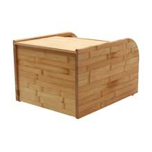 CNCEST Bamboo Rice Storage Container 33.07 Lbs Wood Rice Storage Box With Measuring Cup Cereal Storage Containers Rice Storage Container With Sliding Lid For Grain Cereal Soybean Corn
