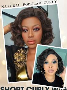 DUOZIMEI Curly Bob Wig Short Curly Wigs For Black Woman Body Wave Side Part Synthetic Lace Front Wig Wear And Go Glueless Wig For Beginners(10"-Black) - Multicolor - View 10