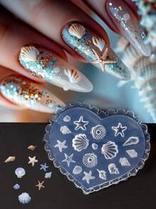 TSZS 1pc Sea Shell Starfish Goldfish Fish 3D Acrylic Nail Mold Summer Sea Jellyfish DIY Silicone Mold Nail Art Mold