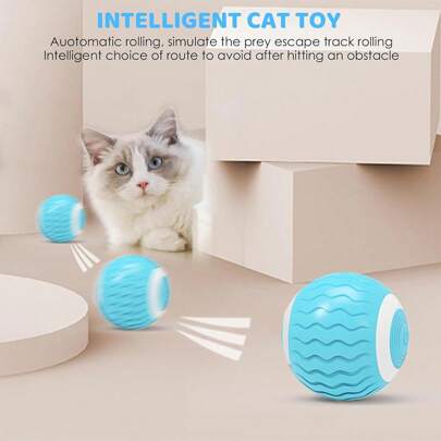 Juguete de bola para gatos con enrollado automático, con luz LED recargable por USB, juguete interactivo para el juego de gatitos