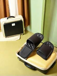 Men's Plastic Slippers, New Casual Vacation Travel Slippers, Portable Foldable Ultralight Soft Sole Comfortable Quiet Indoor Slippers For Men & Women, Couples, Black EVA, Simple, Hotel, Bathroom Anti-Slip, Outdoor Beach Swimming, Fashion Large Size Open Toe Comfortable Men's Sandals