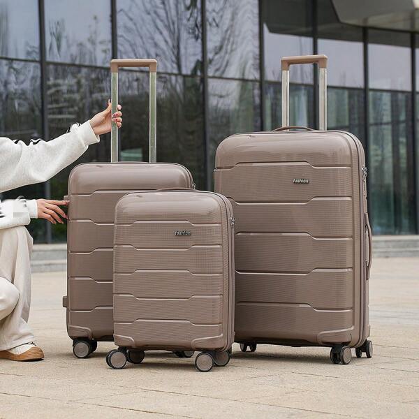 20/24/28inch 3pcs/Set Luggage, High Capacity Travel Suitcase For Students, Honeymoon, Moving, Business Trip And Family Vacation, PP Material, Spinner Wheels, Scratch-Resistant Bag For School School Accessories School Stuff