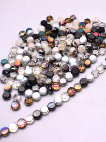 Mixed Color 30pcs 8mm/Bag Flat Round Faceted Glass Beads AB Color Disc-Shaped Glass Loose Beads For Jewelry Making DIY Bracelet Earring