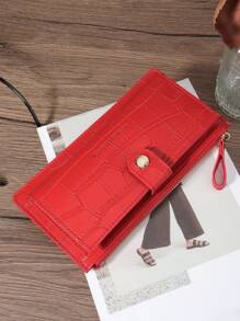 SOUTHLAND&KANGAROO Burgundy Bag Charry Red Bag Wine Red Bag Crocodile Embossed Fold Over Women Fashion Modern Business Slim Portable Versatile Large Capacity Credit Card Zipper ID Card Cash Storage Business Casual Perfect School College Work Business Commute Teacher's Day Back To School Holiday Office Anniversary For Birthday Gift Women White-Collar Workers College Student Bag School Supplies For School Dorm Room & Back To School For Women Wallet Purse Wallet Long Wallet - Red - View 5