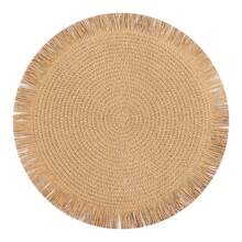 1 pezzo Sottopiatto rotondo intrecciato, tovaglietta in carta con nappe, sottopiatto antiscivolo fatto a mano resistente al calore, tappetino per tazze da tè, decorazione per tavolo da pranzo - Multicolore - Visualizzare 18
