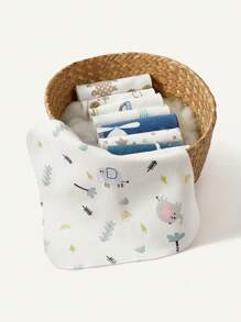 9pcs/Pack Assorted Color Baby Towels, Cartoon/Animal/Printed, , Multipurpose For Bathing, Feeding, Drinking, Daily Use - Multicolor - View 8