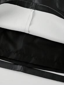 Giolshon Women's Four Seasons Spring, Fall And Summer Black PU Bustier Skirt Imitation Leather Elegant Short Skirt - Black - View 9