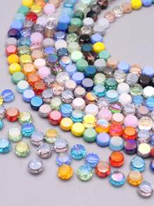Mixed Color 30pcs 8mm/Bag Flat Round Faceted Glass Beads AB Color Disc-Shaped Glass Loose Beads For Jewelry Making DIY Bracelet Earring