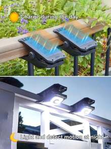 1 Stück Solar Klemmlicht - 45 LEDs 3 Modi, wasserdicht und einfach zu installieren multifunktionale Solar Bewegungssensor Wandleuchten, tragbare USB und Solar Lichter, Außenbeleuchtung für Heim Dekoration Zäune, Terrassen, Wände, Garagen, Terrassen, Außenbeleuchtung für Weg, Hof, Terrasse