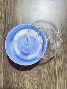 粉扑盒分体婴儿爽身粉盒包含婴儿和儿童用粉扑爱情人节 - 藍色 - 查看 13