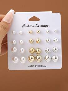 24 件女孩心形、星星、花朵、几何耳钉套装 - 彩色 - 查看 10