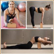 4 Pcs Cork Yoga Blocks 9 X 6 X 4 Inch Cork Yoga Brick Non Slip Supportive Yoga Equipment High Density Bricks Wood Yoga Blocks For Stretching Flexibility Balance Fitness Pilates - 摩卡棕 - 查看 2