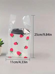 50/100/150 件草莓包装袋、外卖袋、手提袋，适用于面包、水果、甜点、食品、服装、一般购物、家庭烘焙用品 - 彩色 - 查看 2