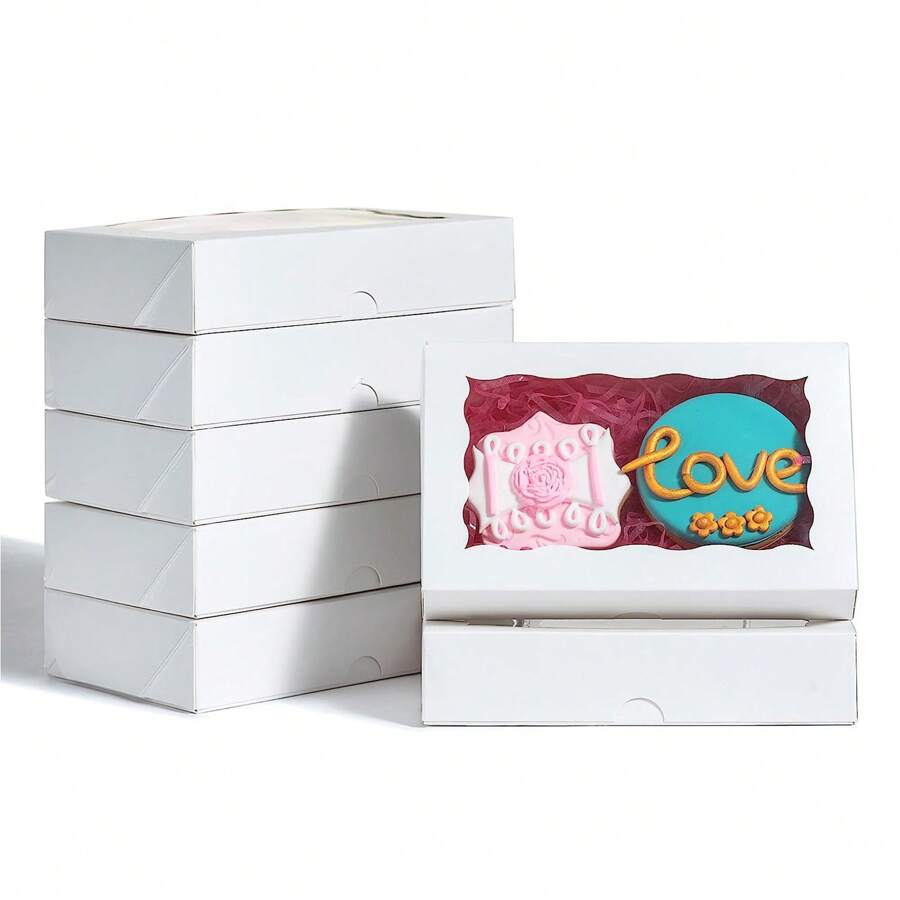 Boîtes à Gâteaux En Carton Avec Fenêtre - Lot De 20 - 13,5x20,3x5 Cm - Pour Pâtisseries Et Desserts