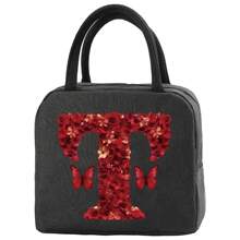 Insulation Lunch Bag Aluminum Foil Bento Pack For Work Large Capacity Cooler Bags Women Handbag Red Rose Initial Letter A-Z Print Lunch Box Portable Thermal Picnic Food Bag
