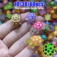 10/30/60 Peças Miniaturas de Tartaruga de Resina Luminosa que Brilham no Escuro para Artesanato DIY, Decoração de Jardim de Fadas, Ornamentos de Aquário, Acessórios de Paisagem de Tanque de Peixes