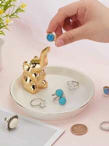 1 pieza Plato portaobjetos para anillos, aretes y organización - Decoración de elefante para mujeres y niñas, regalo para amigas, cumpleaños, San Valentín, Navidad, organizador de viaje