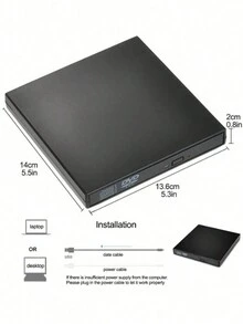 Lector/reproductor externo de DVD/CD USB 2.0 Plug & Play, quemador de CD externo