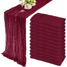 纱布桌布，长桌布，浪漫风格，适合婚礼、新娘送礼会、生日派对、餐桌装饰 - 彩色 - 查看 1