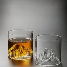 4 pièces Tasse à whisky inspirée de la montagne, en verre borosilicaté transparent durable et facile à nettoyer, sans assemblage requis