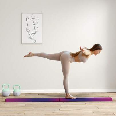 SPORTNOW 7.7ft Folding Gymnastics Beam, Floor Balance Beam With Anti-Slip Base, Gymnastics Equipment For Home Gym Training Exercise