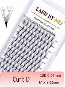 120/240 sợi mi giả nối sẵn, độ cong 3D/5D/10D, độ cong C/D, độ dày 0.07mm, khay hỗn hợp, mi giả nối sẵn 8-15mm, mi dài vừa, mi giả nối sẵn mềm mại, chất lượng chuyên nghiệp - D - Xem 1