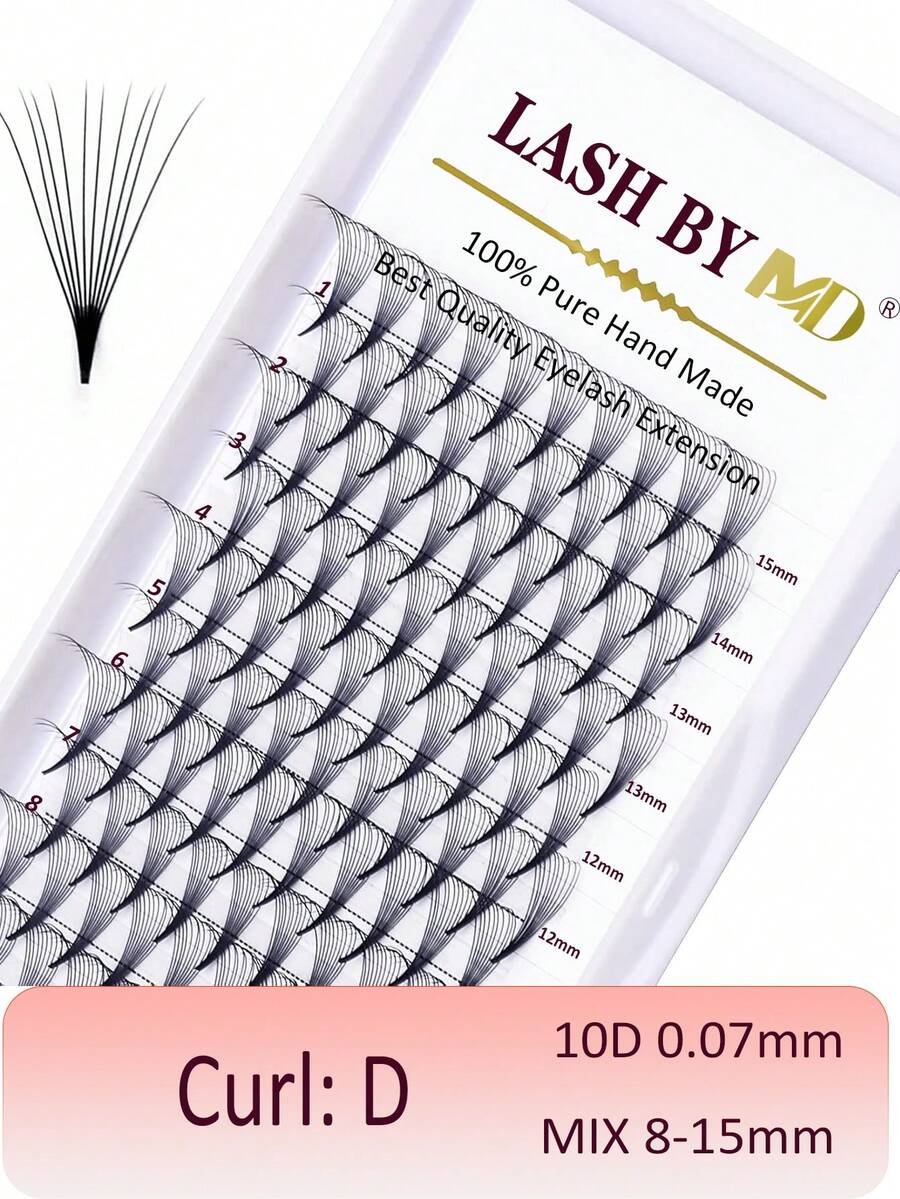 120/240 sợi mi giả nối sẵn, độ cong 3D/5D/10D, độ cong C/D, độ dày 0.07mm, khay hỗn hợp, mi giả nối sẵn 8-15mm, mi dài vừa, mi giả nối sẵn mềm mại, chất lượng chuyên nghiệp - D - Xem 1
