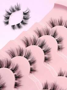 Asiteo 7 Pairs Natural Soft Fluffy Faux Mink Eyelashes, Transparent Eyelash Stems, Suitable For Makeup And Eyelash Extensions - Black - View 2