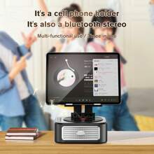 Soporte de altavoz Bluetooth, dispositivo de calidad de sonido estéreo con función de memoria, batería de larga duración, compatible con tabletas/teléfonos inteligentes y otros dispositivos móviles - Negro - Ver 4