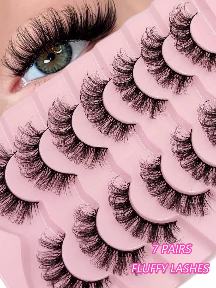 Asiteo 7 Pairs Fluffy Lashes,Natural Volume And Soft False Eyelashes Makeup Extensions Fake Lashes Reusable - Black - View 1