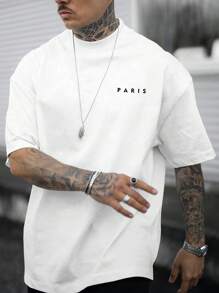 男士字母印花圆领短袖休闲 T 恤