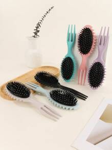 1 件带手柄的椭圆形气垫梳，小麦秸秆材质定义造型刷，顺发刷，专业发型梳，弹跳卷发定义造型刷梳 - 彩色 - 查看 1