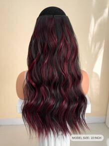 22-Inch 4pcs/Set High Gloss Red Clip-In Hair Extensions, Long Wavy Synthetic Hair Extensions, Suitable For Women And Girls Daily Use - Piano Color - View 10