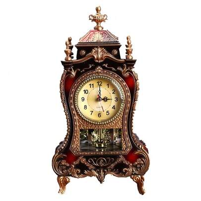 1PC European Vintage Style 33*16.6*8.6Cm Antique Table Clock Home Desktop Decorative Ornaments, Can Be Used For Living Room, Bedroom, Study, Office And Other Home Decorations