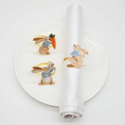 复活节兔子餐巾环 10 件套，兔子餐巾环支架，适用于复活节装饰派对餐桌布置