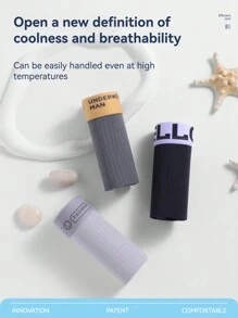 4pcs/Pack Men's Ice Silk Underwear Fashion Stripe Comfortable Boxer Briefs Plus Size Shorts