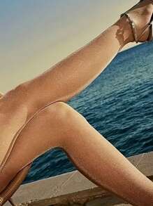 1pc Women's Ultra-Thin Shiny Glitter Sexy Stockings - Suitable For 132lbs Women - Apricot - View 6