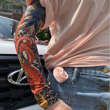 1 件户外骑行防晒纹身臂套，男女通用，无缝花臂套，防止纹身，送给朋友或自用的礼物 - 彩色 - 查看 8